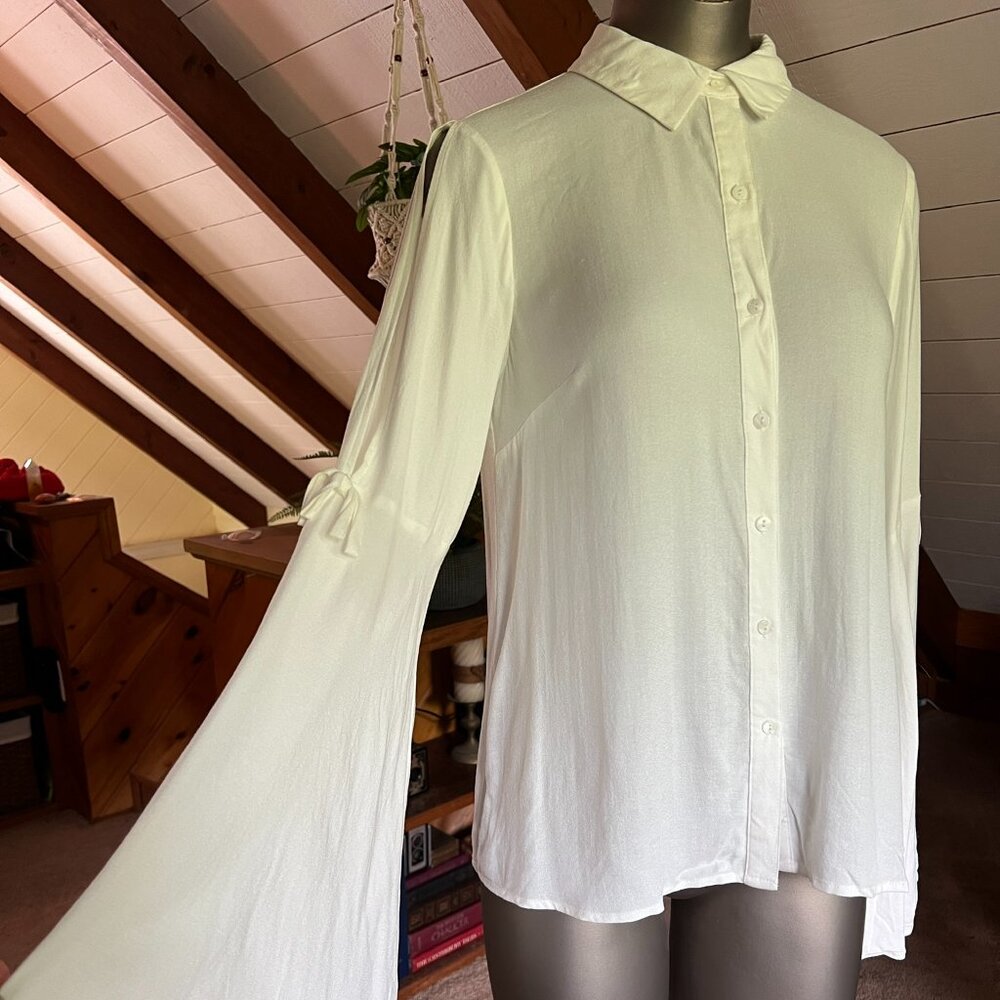 S - Forever 21 Cold Shoulder Poet’s Shirt